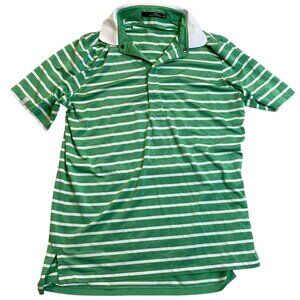 Ralph Lauren RLX Women's Polo Shirt Medium Short Sleeve Green White Striped Y2K